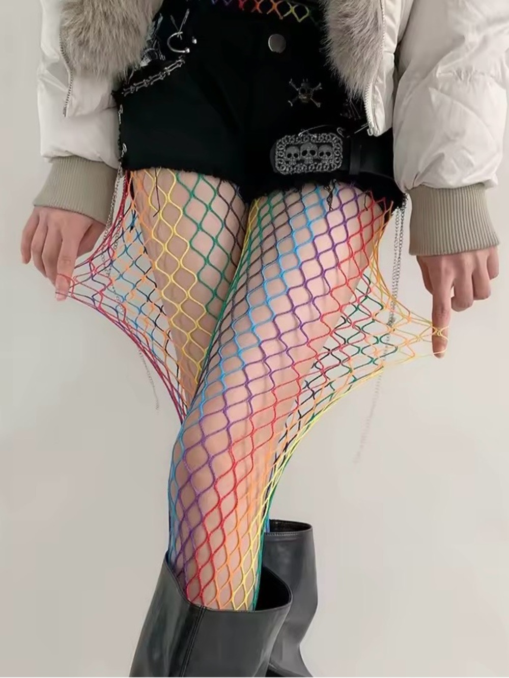 Rainbow Fishnet Tights - Women Accessories